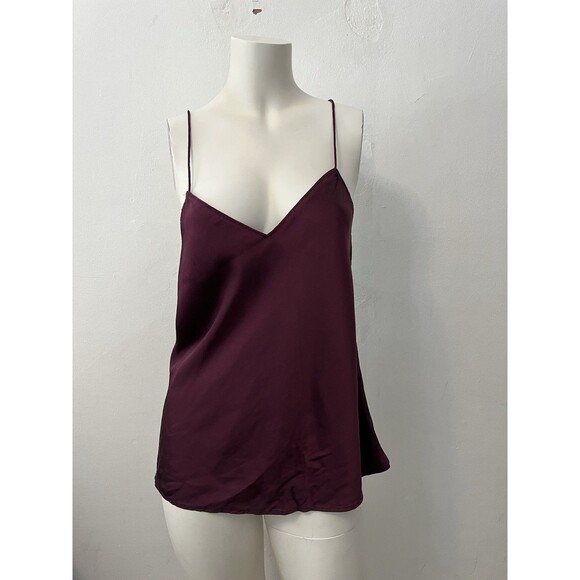 Paige Silk V-Neck Camisole Tank Top Dark Currant Size Small Adjustable Straps - Picture 1 of 6